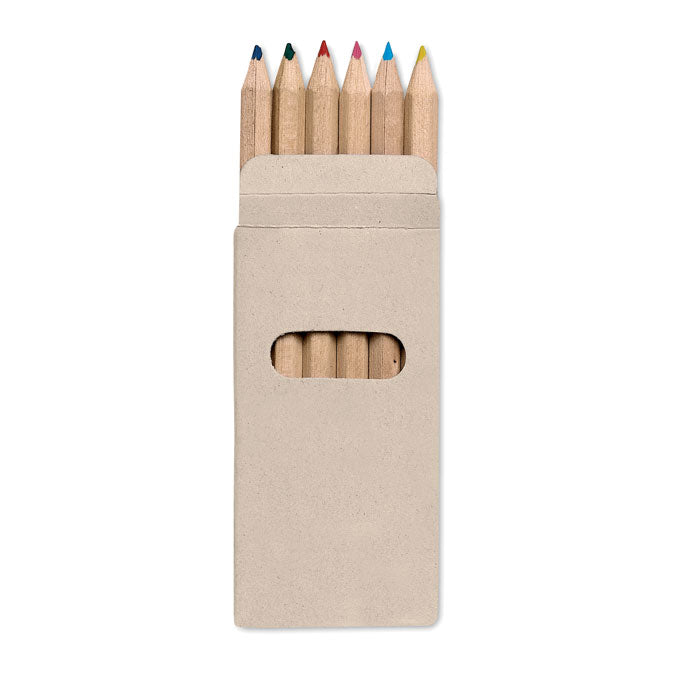Caja de cartón con 6 lápices de colores de madera