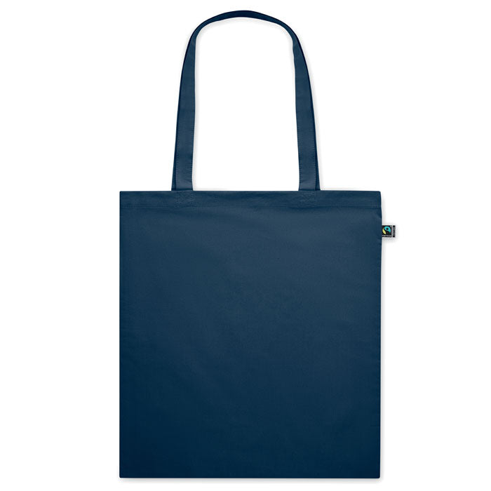 Bolsa azul oscuro OSOLE COLOUR de algodón 140gr/m² con asas largas, ecológica y personalizable. Perfecta para eventos promocionales.