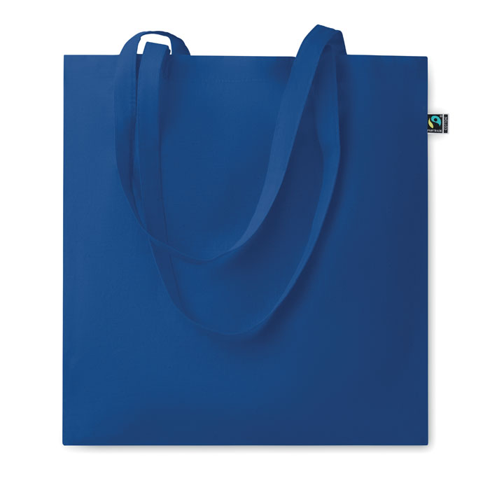 OSOLE COLOUR - Bolsa de algodón de comercio justo con asas largas en color azul marino, ideal para ferias, tiendas y promociones ecológicas.