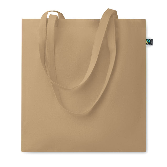 OSOLE COLOUR - Bolsa de algodón de comercio justo con asas largas en color beige, ecológica y resistente. Ideal para ferias y tiendas.