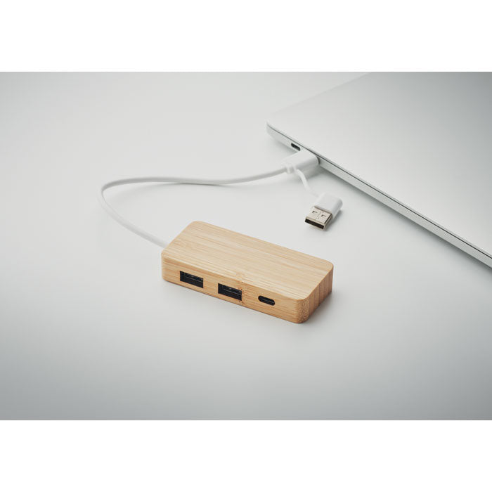 HUBBAM - HUB USB de 3 puertos de bambú