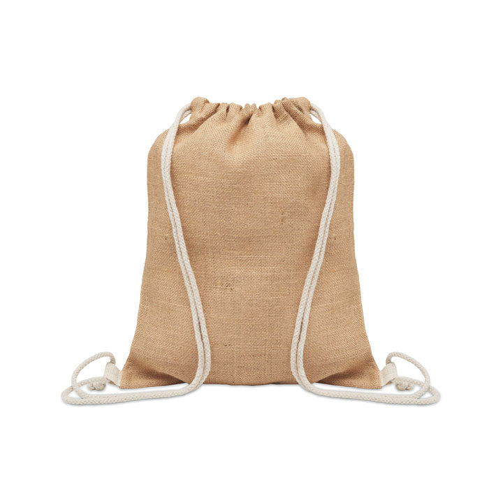 FUKURO - Bolsa de cuerdas yute resistente y sostenible con asas blancas, ideal para playa o compras con estilo natural y ecológico.