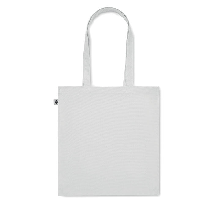 Bolsa blanca BENTE COLOUR de algodón orgánico 220 gr/m² con asas largas, ideal para uso diario o promociones ecológicas.