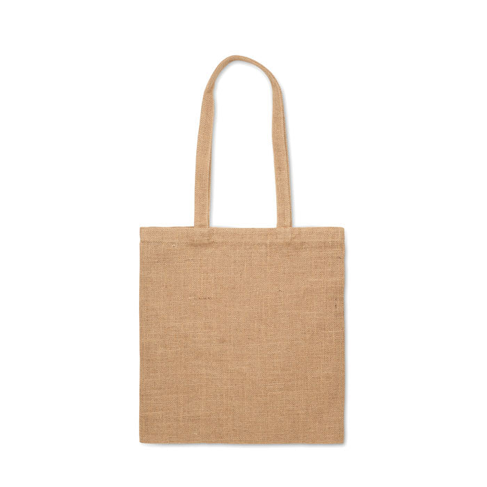 Bolsa de yute ZOLANG con asas largas, diseño ecológico y minimalista perfecta para uso diario en compras o ferias promocionales.