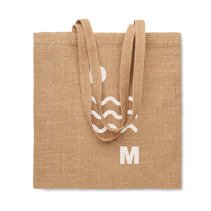 ZOLANG - Bolsa de yute de asas largas con diseño personalizado en blanco, ideal para campañas ecológicas y branding de marca.