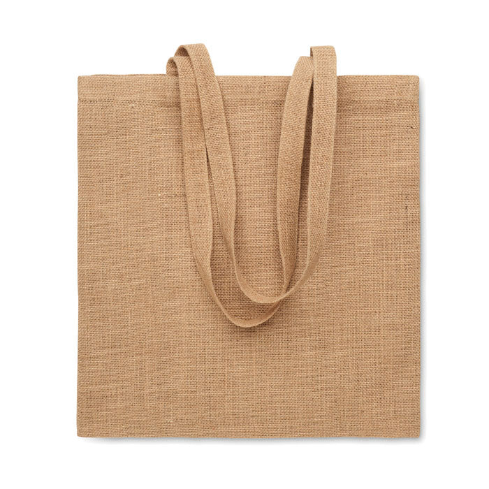 ZOLANG - Bolsa de yute de asas largas ecológica y personalizable en color natural, ideal para compras sostenibles o regalos promocionales.