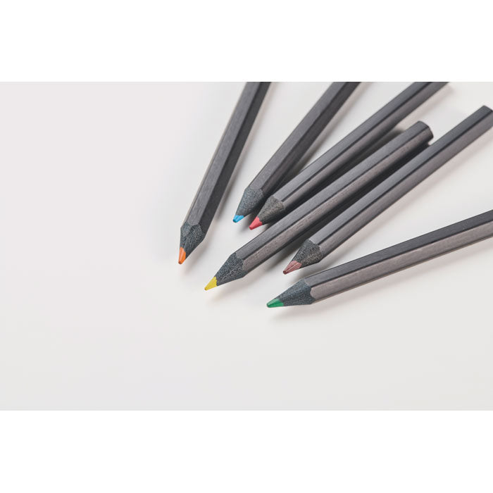 NEGRO - Estuche con 6 lápices de color