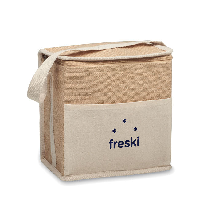 Bolsa nevera LONA personalizada con logo 'freski'. Perfecta para promociones o regalos corporativos sostenibles.