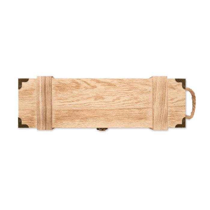 VINBOX + - Caja de madera para vino, caja de regalo de madera de paulonia con cierre metálico y asa de cordón.
