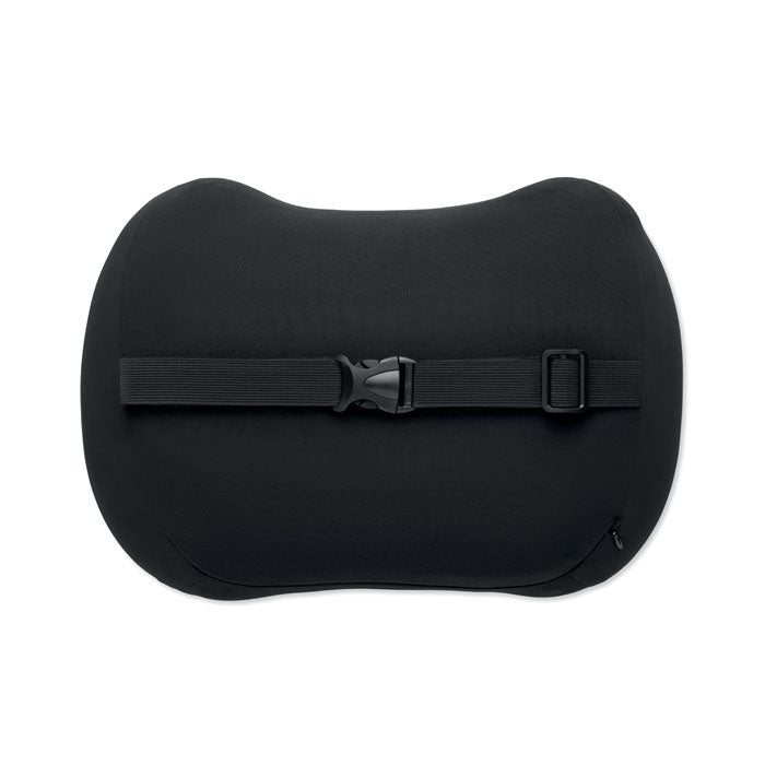 NECKRES - Cojín ergonómico viscoelástica en color negro con soporte lumbar y correa.