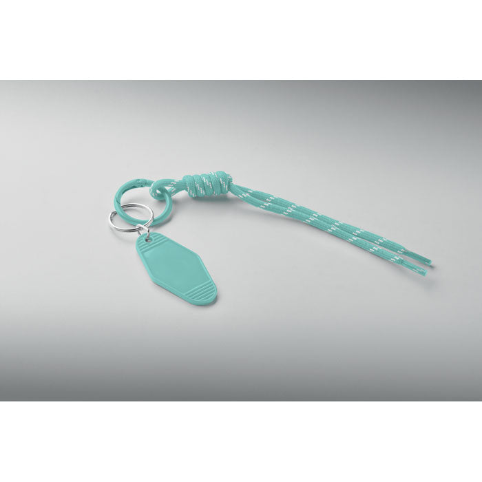 KEYBRAID - Llavero cuerda trenzada en color azul con etiqueta de ABS y anilla de aleación de zinc.