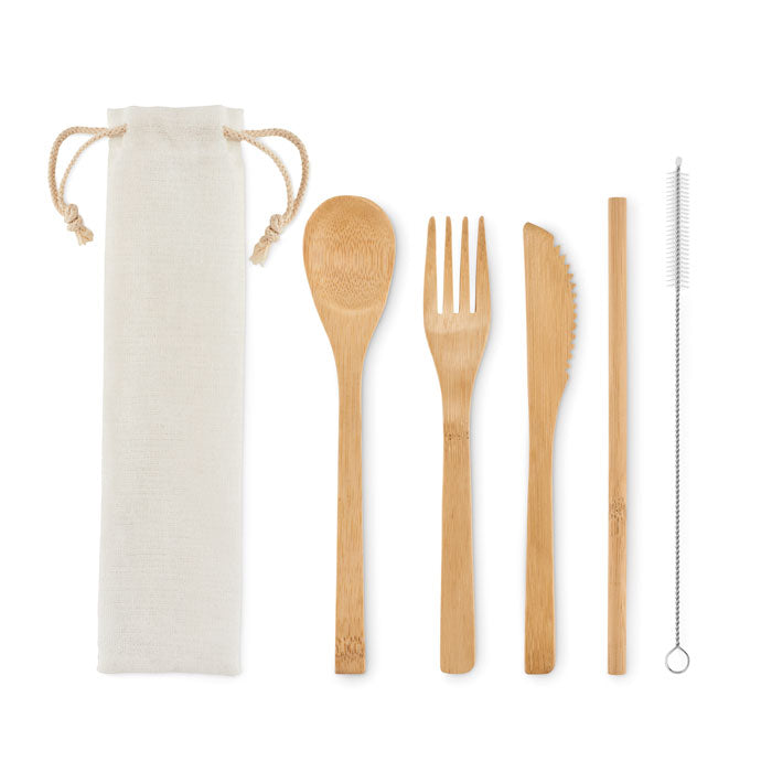 SETSTRAW - Set de cubiertos de bambú