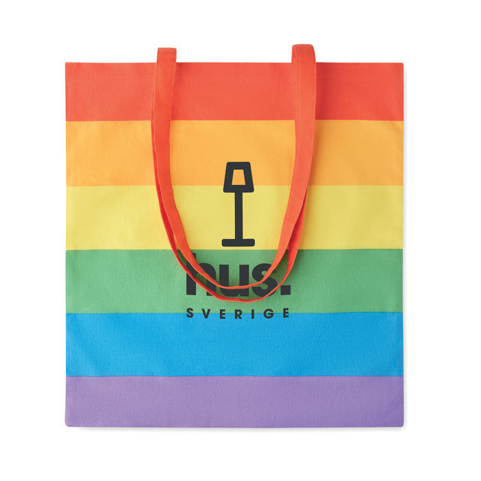 BOREALIS - Bolsa algodón Rainbow personalizada con logotipo. Ideal para visibilidad de marca en ferias o campañas inclusivas.
