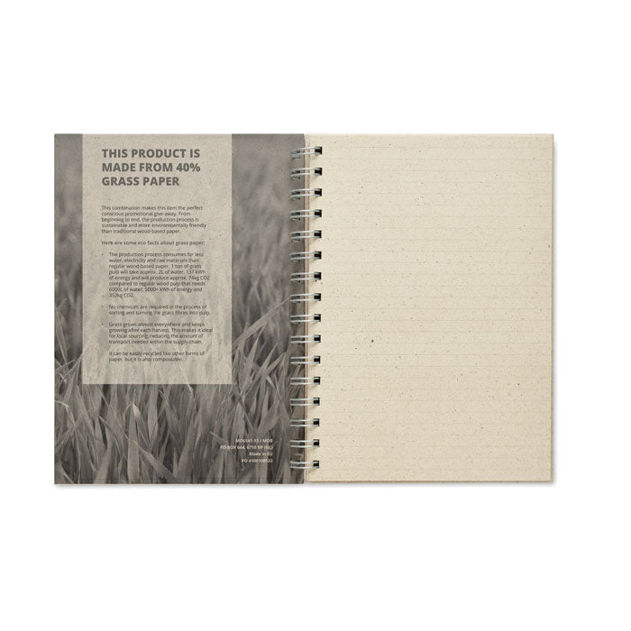 GRASS BOOK - Libreta anillas A5 papel hierba