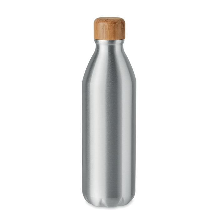 botella de aluminio 550 ml con tapa de bambú natural