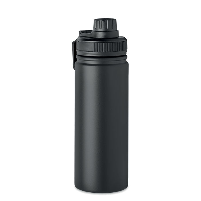 Botella negra de acero con tapón