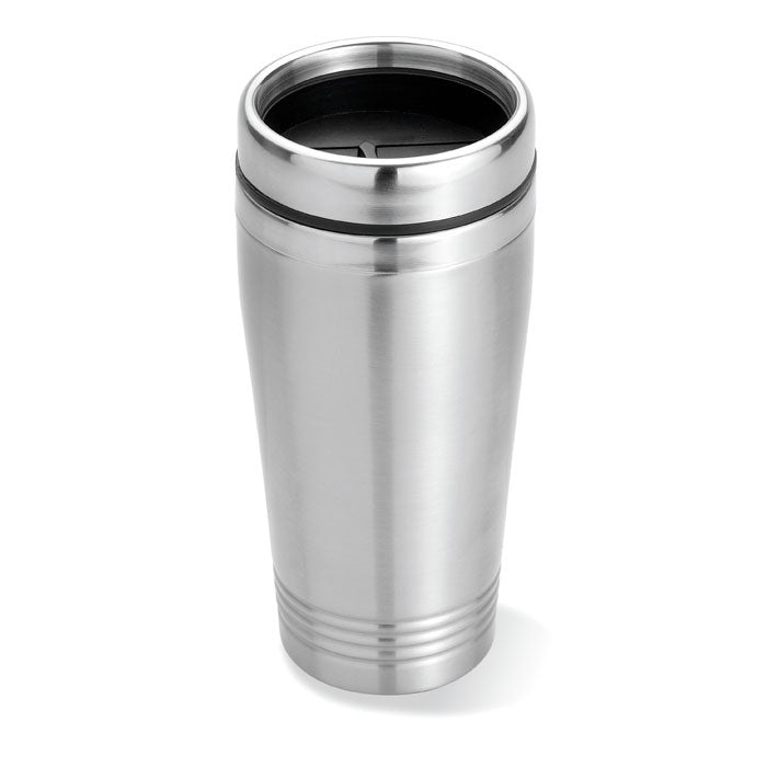 Vaso de viaje de acero inoxidable con tapadera antifugas