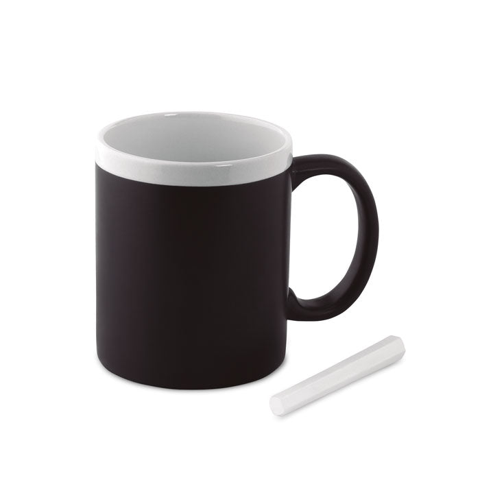 Taza con revestimiento de pizarra negra pintar con tiza