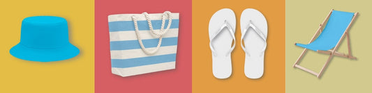 Sombrero, bolsa, chanclas y tumbona promocional