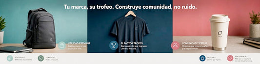 Mochila, Camiseta y vaso con logo impreso