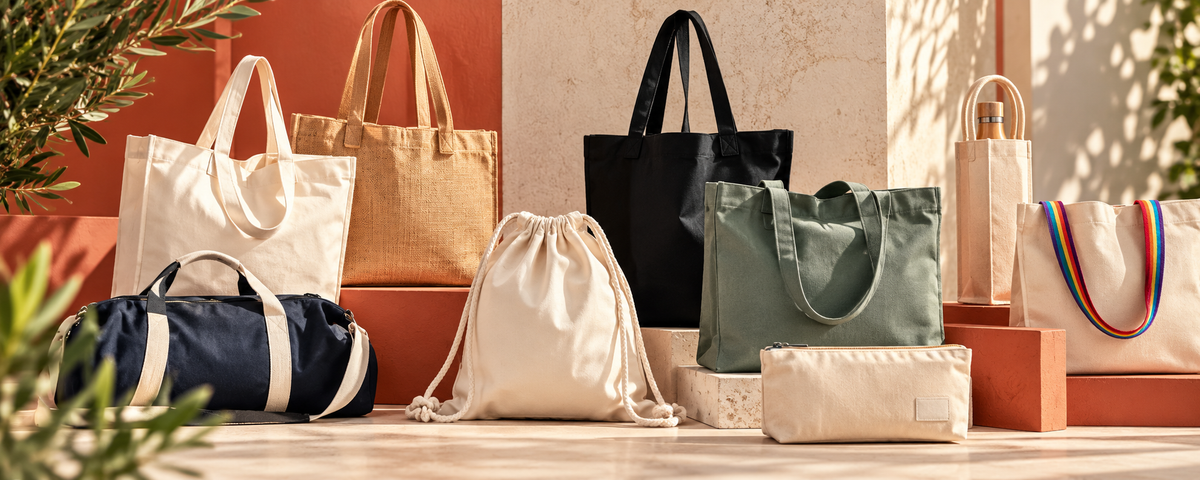 Distintas bolsas de tela promocionales