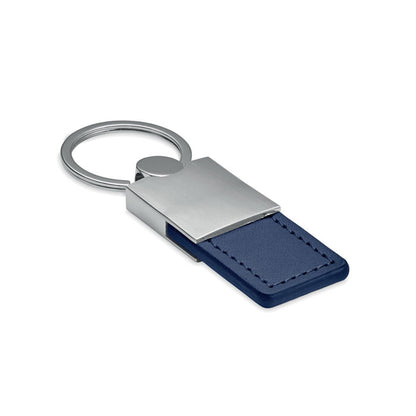 Llavero rectangular de metal y polipiel azul marino