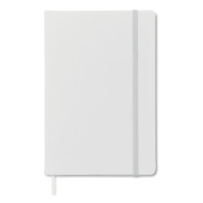 Cuaderno A5 con tapa rígida cierre goma blanco
