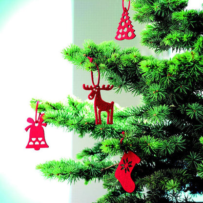 Adornos en fieltro navideño con árbol y copo de nieve