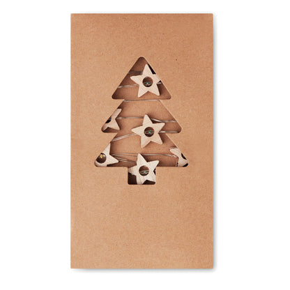 Packaging de papel con troquel de abeto y luces de estrella
