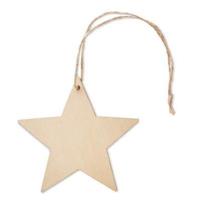Colgante estrella de MDF con cordón de yute
