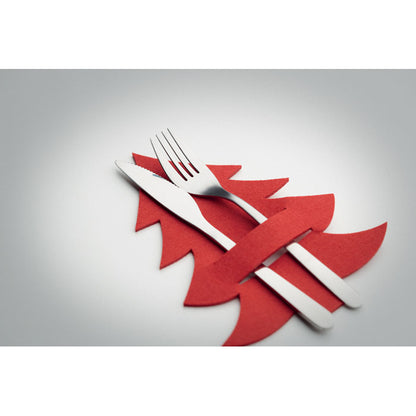 Porta cubiertos en forma de árbol de Navidad ecológico