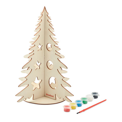 Árbol de Navidad artesanal con accesorios para pintar