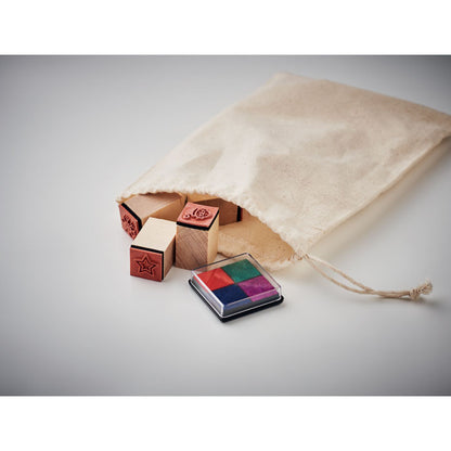 Pack de sellos navideños de madera y tintas de colores