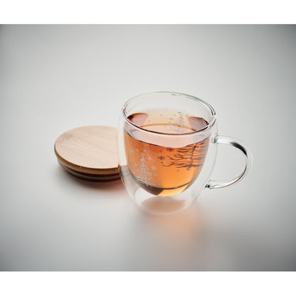 Taza de borosilicato con interior decorado de árbol