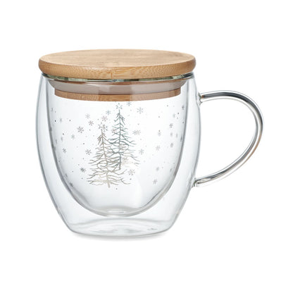Taza de borosilicato doble pared con diseño de árbol