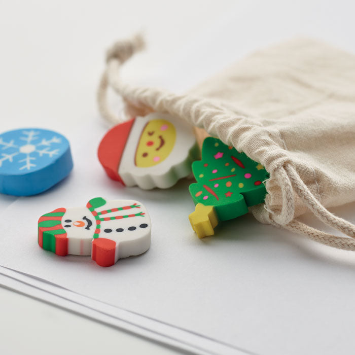 RUBBIES - Juego  4 gomas forma Navidad - Regalos Corporativos Personalizados · Clap Comunicacion