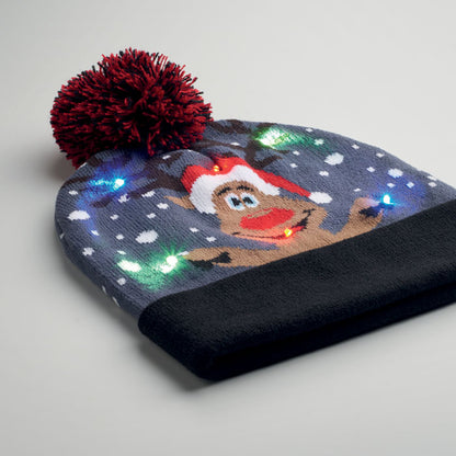 Gorro decorativo con borla y luces LED navideñas