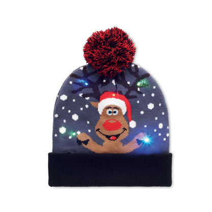 Gorro de punto navideño con luces LED integradas