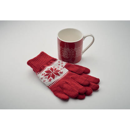 Set de taza 300 ml con guantes de punto