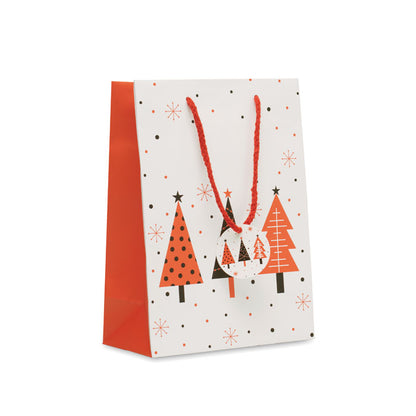 Bolsa de papel mediana marrón con etiqueta frontal
