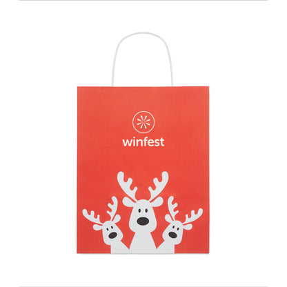Bolsa de papel con dibujo de renos personalizada con logotipo
