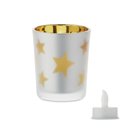 Vela tealight ecológica de PP con soporte de cristal