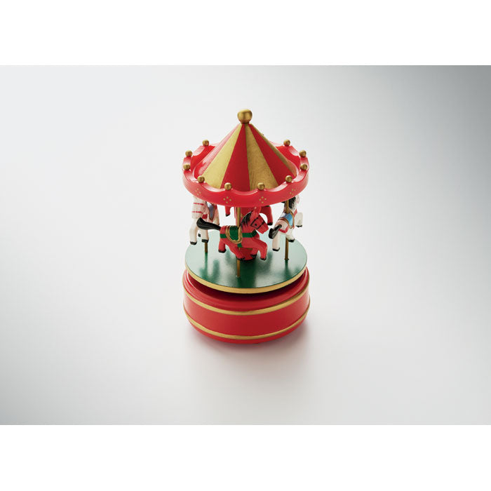 WHIRLY - Mini caja de música carrusel con carrusel giratorio y figuras de caballos, sin pilas.