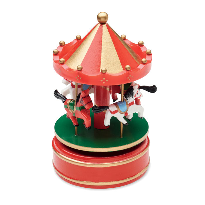 WHIRLY - Mini caja de música carrusel giratorio que reproduce Jingle Bells, hecho de madera MDF y ABS.