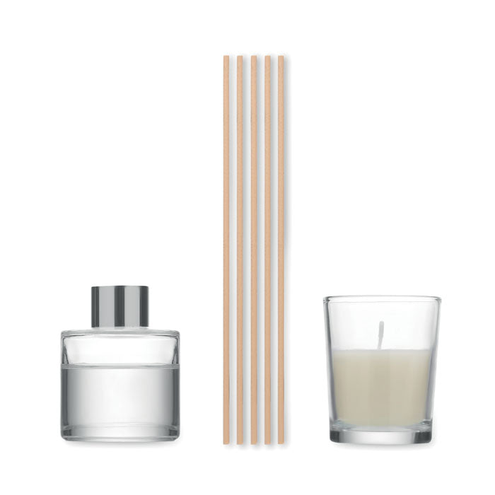 GINGLE - Set vela y difusor de vainilla que incluye difusor de vidrio, varillas de junco y vela de cera vegetal.