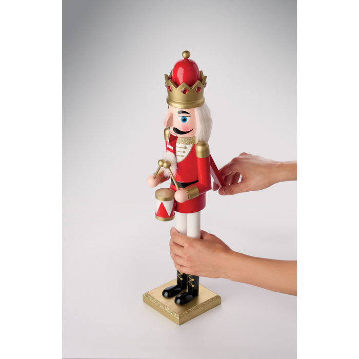 SUPER JOLY - Muñeco cascanueces de madera decorativo con detalles y base cuadrada
