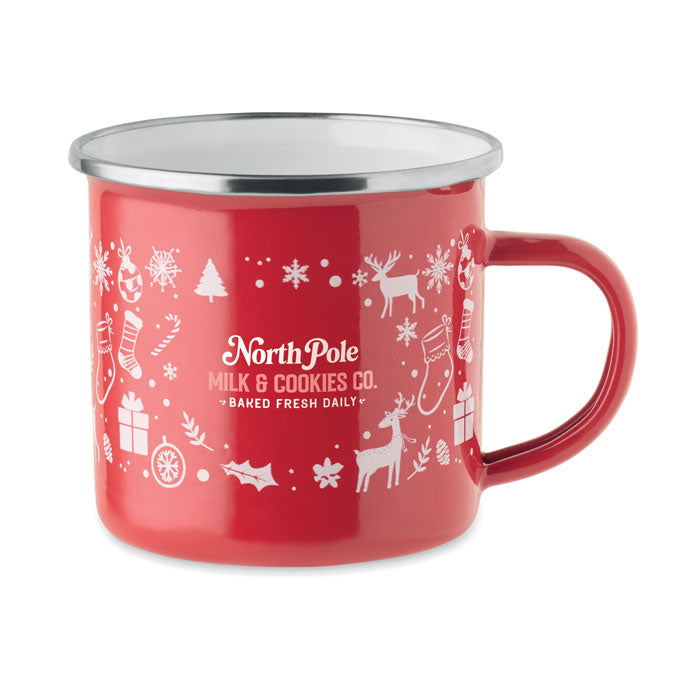SEASOMEL - Taza esmaltada Navidad 300 ml en color rojo con diseño festivo y capacidad de 300 ml.