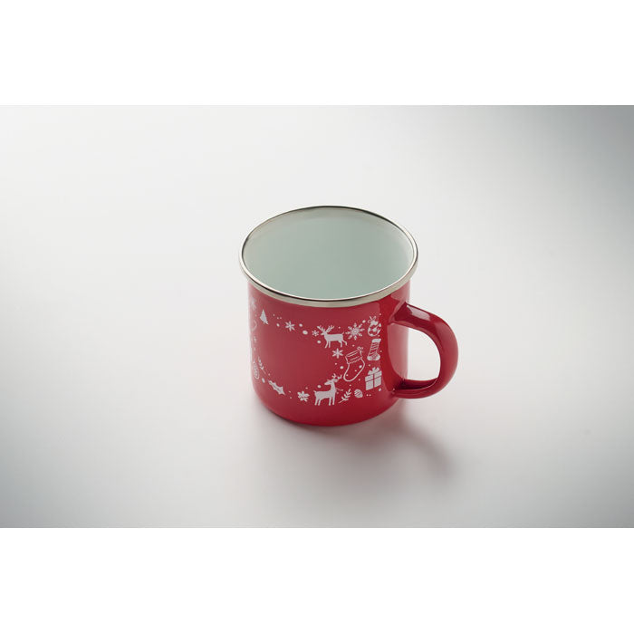 SEASOMEL - Taza esmaltada Navidad 300 ml en color rojo con diseño navideño, ideal para regalar.