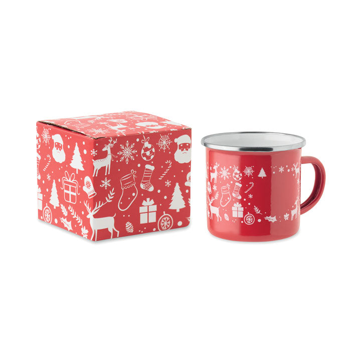 SEASOMEL - Taza esmaltada Navidad 300 ml con caja de regalo navideña decorativa
