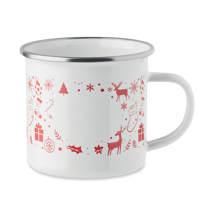 SEASOMEL - Taza esmaltada Navidad 300 ml con diseño festivo y borde metálico.